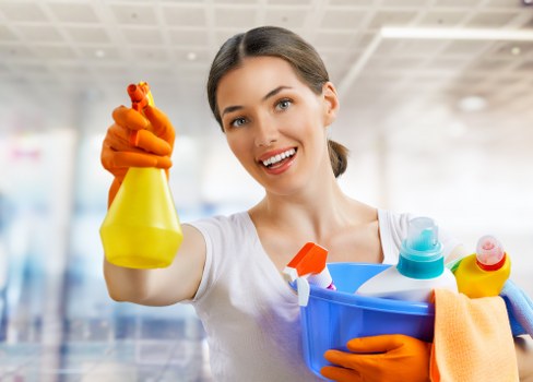 Bedroom deep cleaning with fresh bedding and dusting