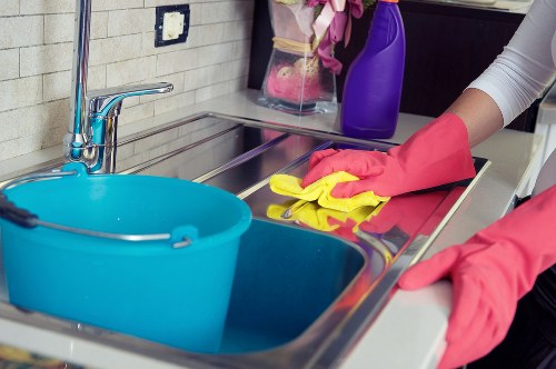Professional office cleaning in a modern reception area